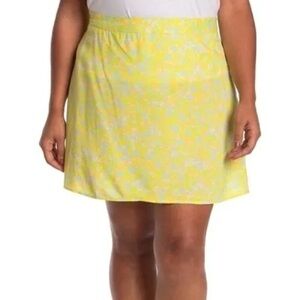 NWT Abound Pastel Yellow Tarry Floral Lightweight Mini Skirt Size 3X